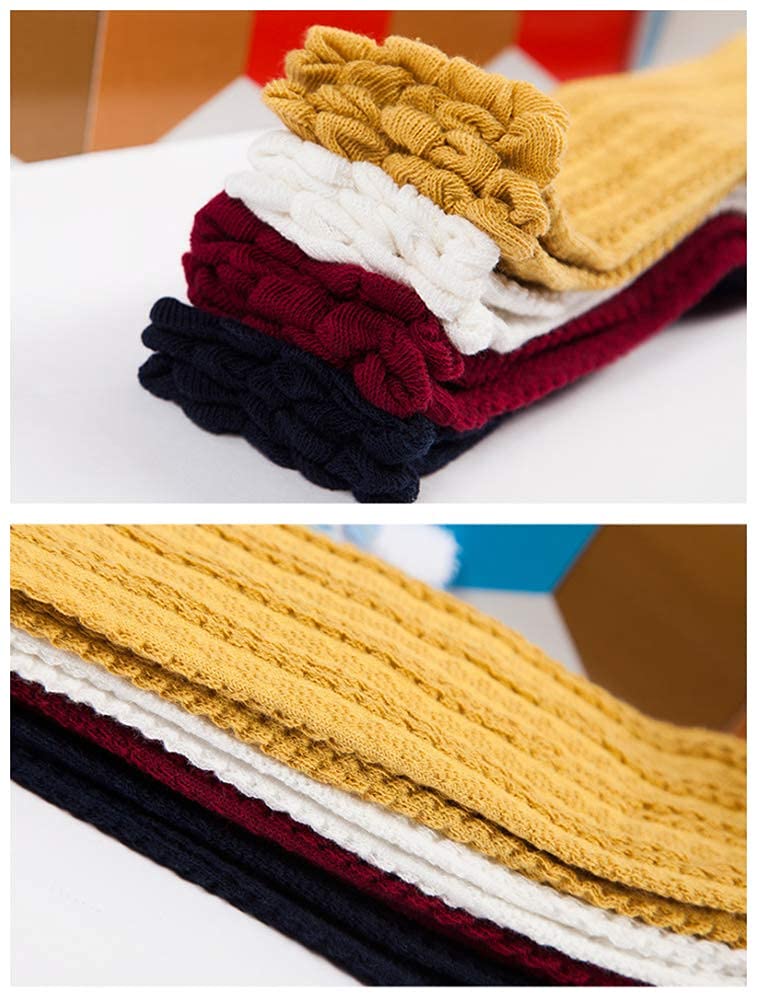 Toptim 4 Pairs Baby Toddlers Cable Knit Knee High Socks for Boy and Girls (Gray,White,Yellow,Navy Blue, 0-12 Months) - Image 3